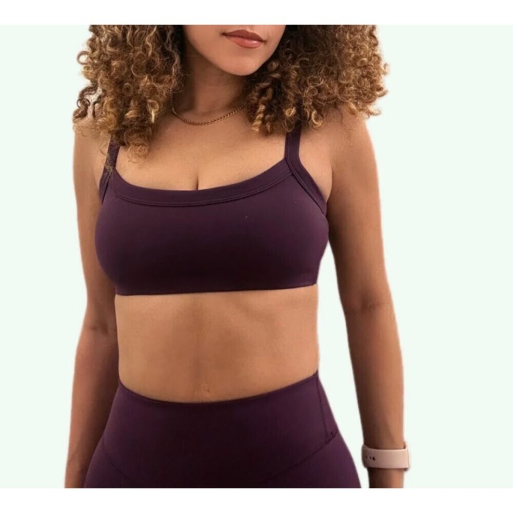 Plum Purple Strappy Sports Bra Removable Pads Athleisure - Picture 3 of 3